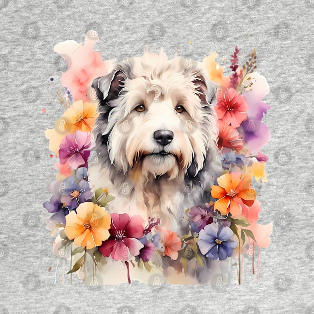 A old english sheepdog decorated with beautiful watercolor flowers by CreativeSparkzz